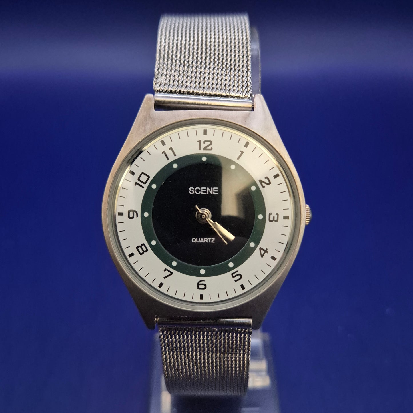 Vintage Scene Herren Uhr – Zweifarbiges Zifferblatt & Mesh-Armband