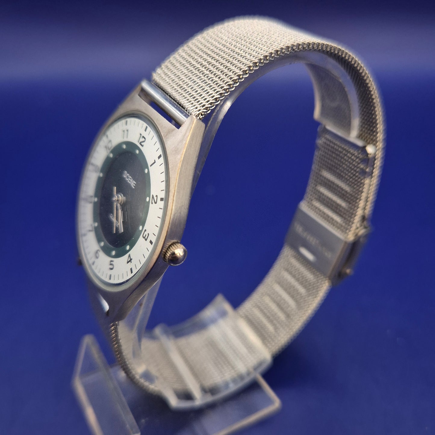Vintage Scene Herren Uhr – Zweifarbiges Zifferblatt & Mesh-Armband