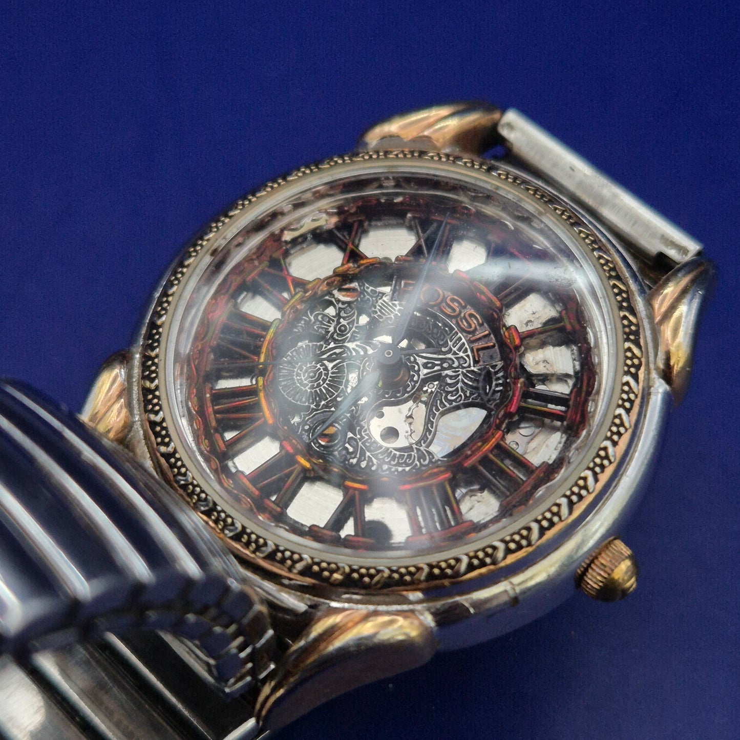 Exklusive Fossil Herren Uhr – Vintage Skeleton Design mit Flexband