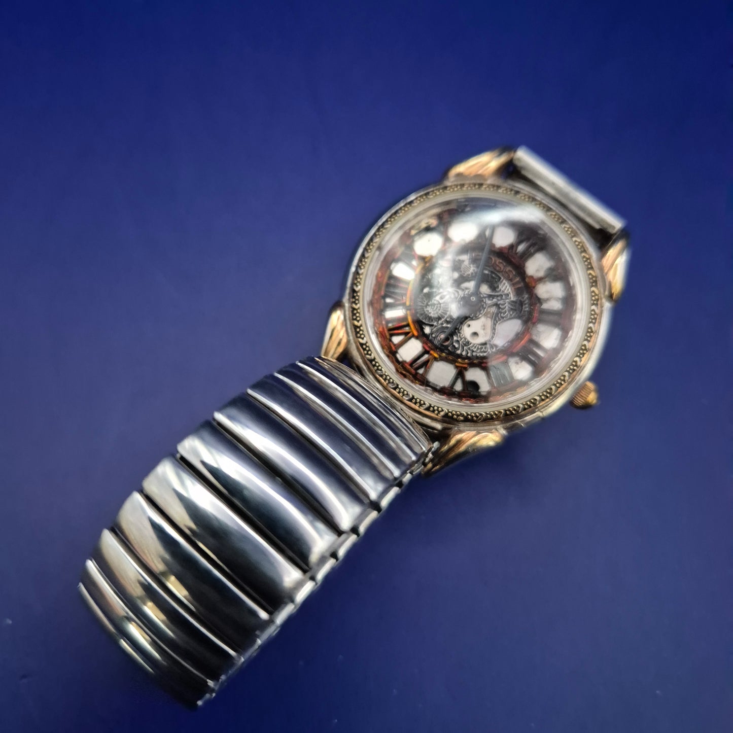 Exklusive Fossil Herren Uhr – Vintage Skeleton Design mit Flexband