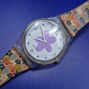 Vintage Fiorucci Damen Uhr – Verspieltes Blumendesign im 90er-Stil