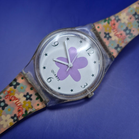 Vintage Fiorucci Damen Uhr – Verspieltes Blumendesign im 90er-Stil