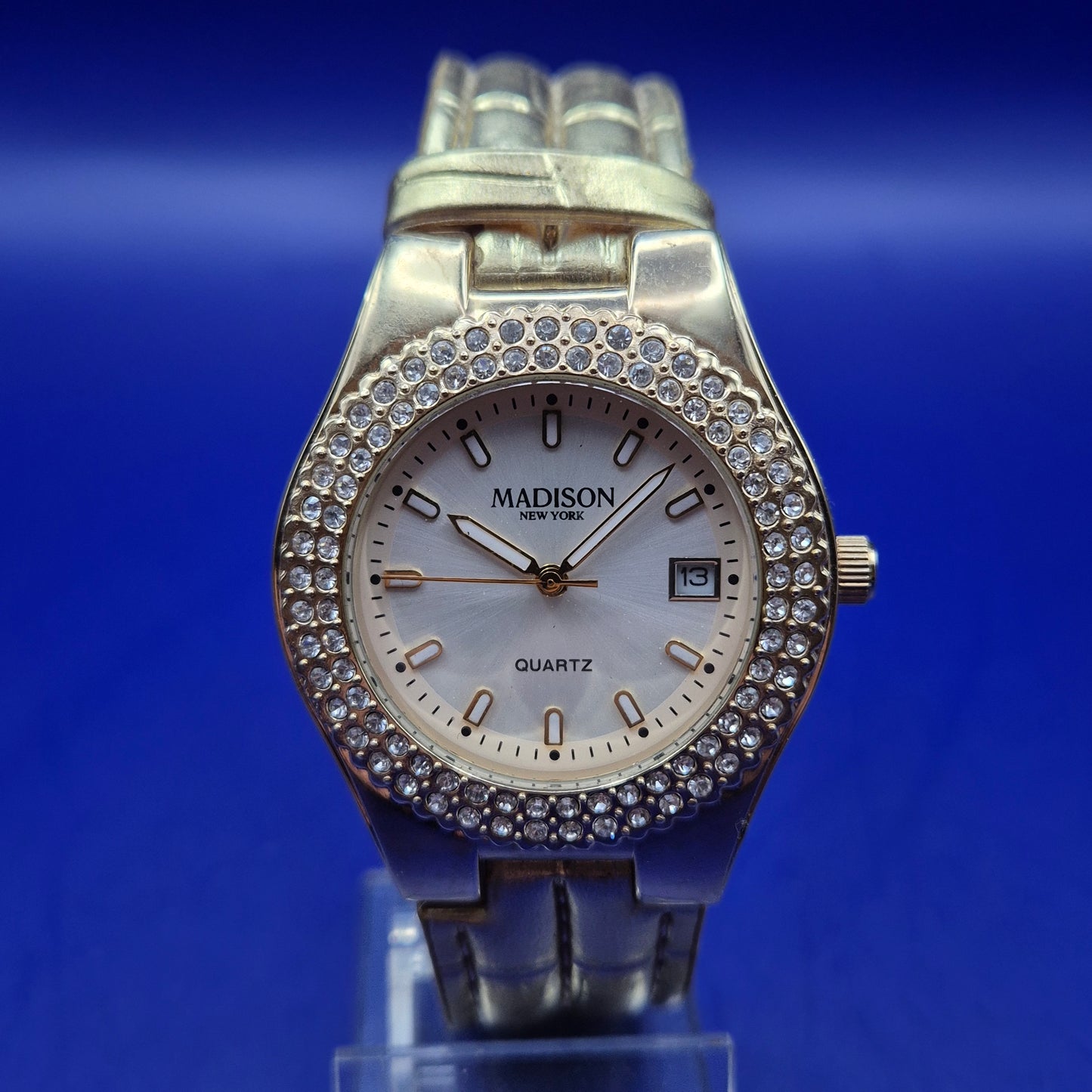 Elegante Madison New York Damen Uhr – Gold-Optik mit Kristallbesatz