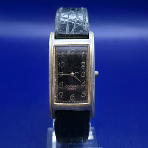 Klassische Convexe Herren Uhr – Vintage Look mit schwarzem Zifferblatt