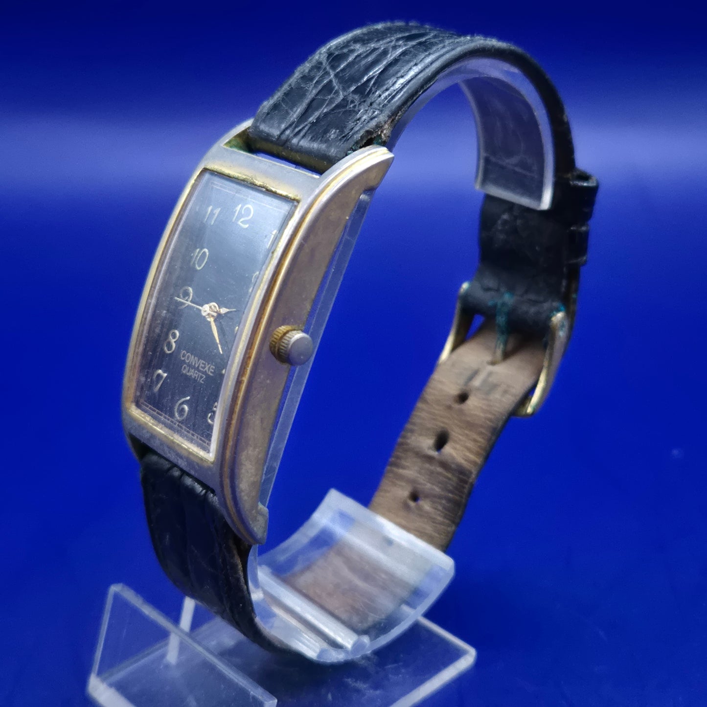Klassische Convexe Herren Uhr – Vintage Look mit schwarzem Zifferblatt