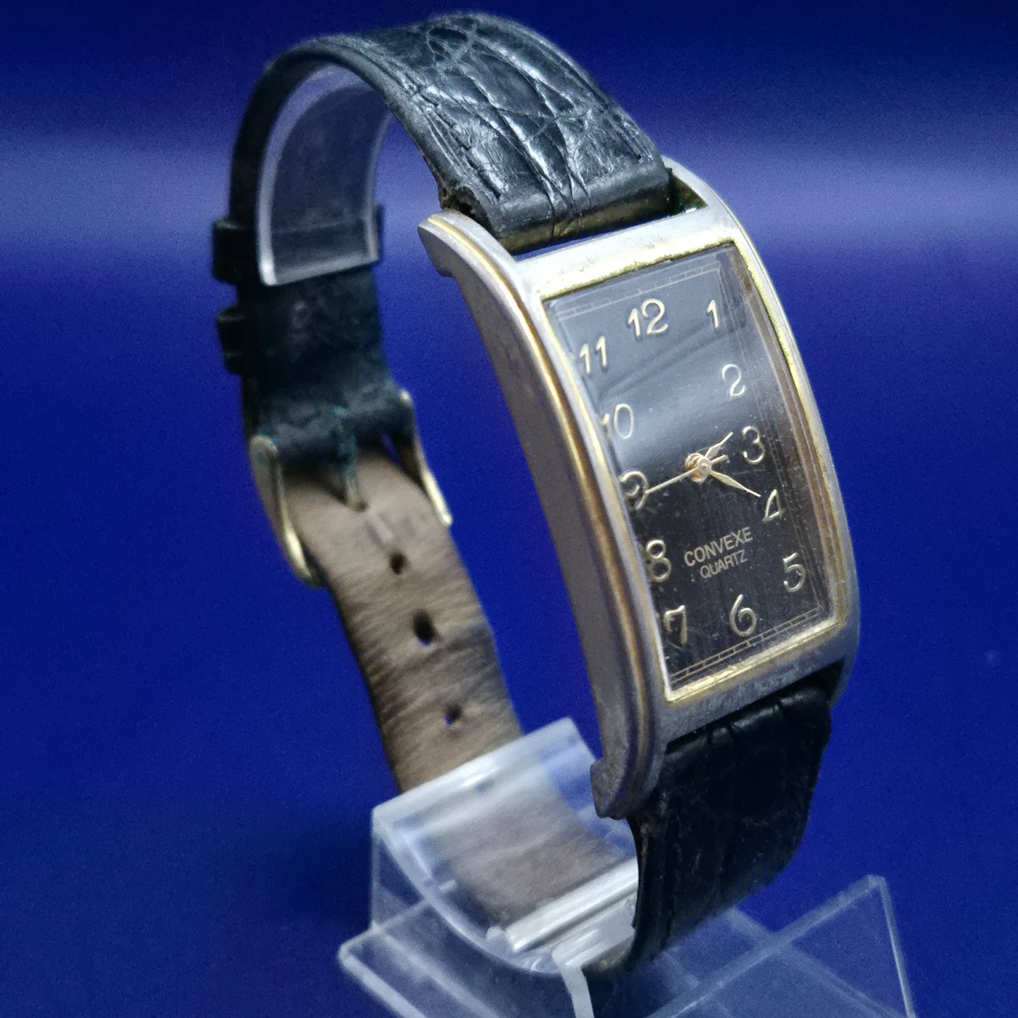 Klassische Convexe Herren Uhr – Vintage Look mit schwarzem Zifferblatt