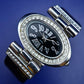 Elegante Damen Uhr – Ovales Design mit Strass und schwarzem Zifferblatt