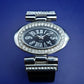 Elegante Damen Uhr – Ovales Design mit Strass und schwarzem Zifferblatt