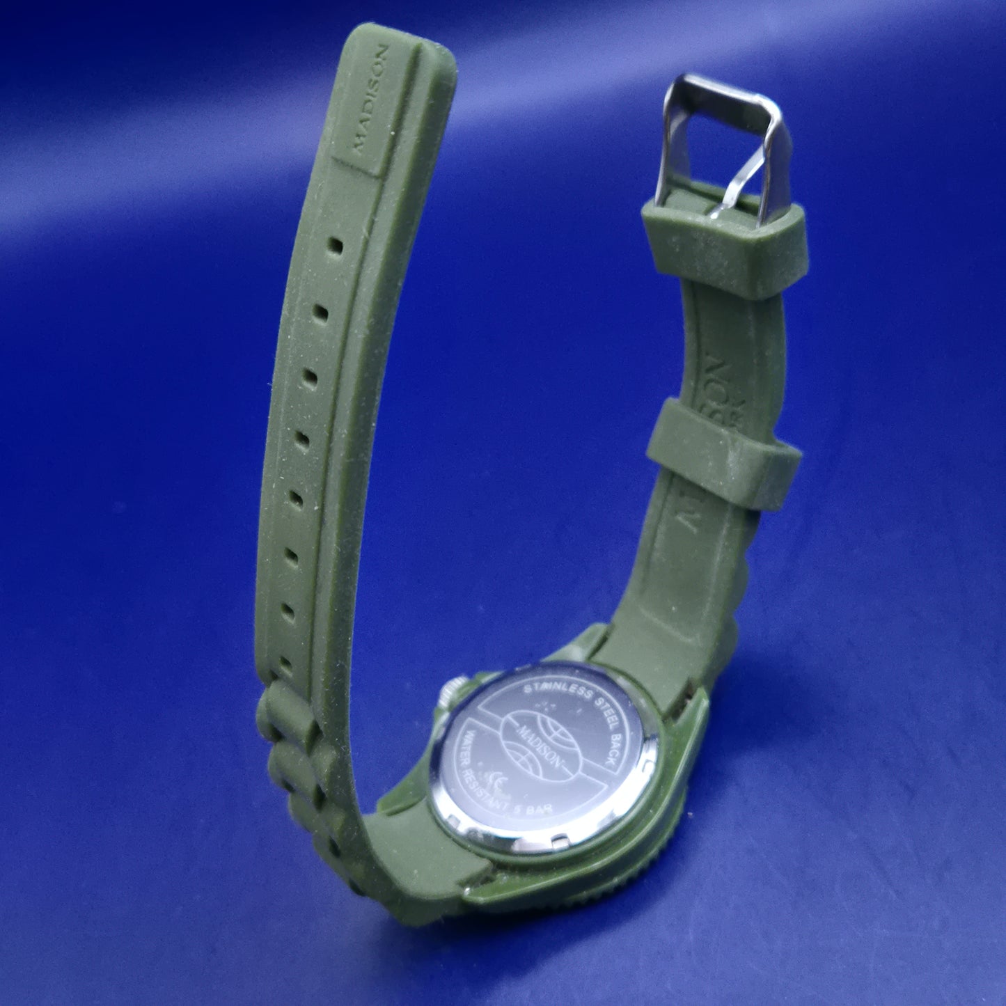 Trendige Madison New York Candy Time – Olivegrüne Unisex Armband Uhr