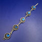 Vintage Løgeskov Tin Denmark Armband – Mid Century Modern mit blauen Steinen