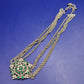 Prunkvolle Vintage Statement Kette – Silberfarben mit grünen Kristallen