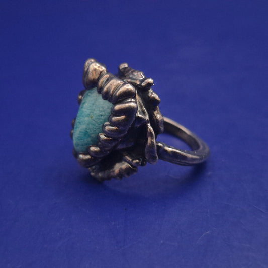 Markanter Vintage Ring mit Türkis – Rustikales Design aus Silber