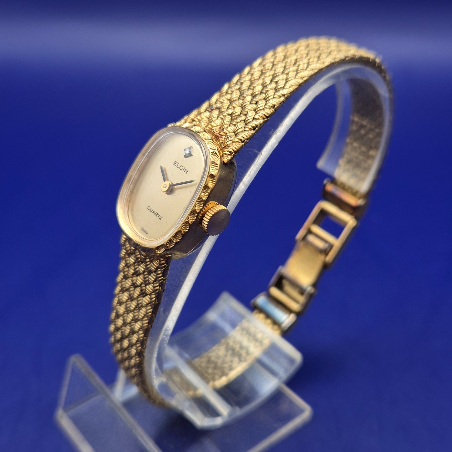 Edle Elgin Damen Uhr – Goldfarbenes Vintage Design mit Diamant-Akzent