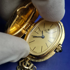 Elegante Royal Damen Uhr Halskette – Vergoldeter Vintage-Stil