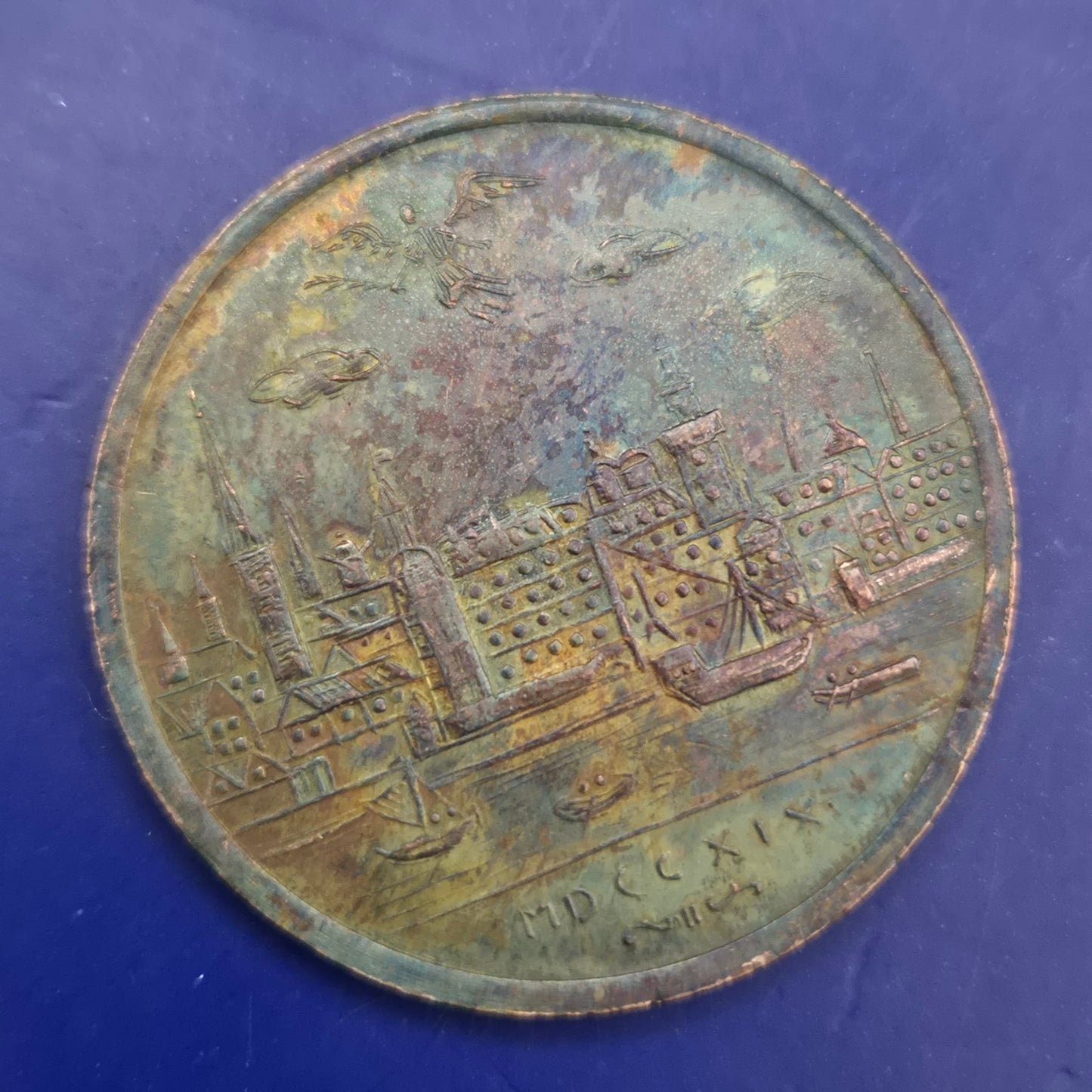 Historische Deutsche Bank Düsseldorf Medaille 1982 – Stadtansicht MDC CXIX