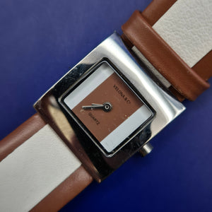 Moderne Velona & Co Damen Uhr – Rechteckiges Design in Braun & Weiß