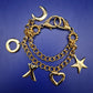 Charmantes Goldfarbenes Bettelarmband – Verspielte Symbole für Damen