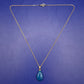 Elegante Damen Kette – Goldfarben mit blauem Tropfenanhänger