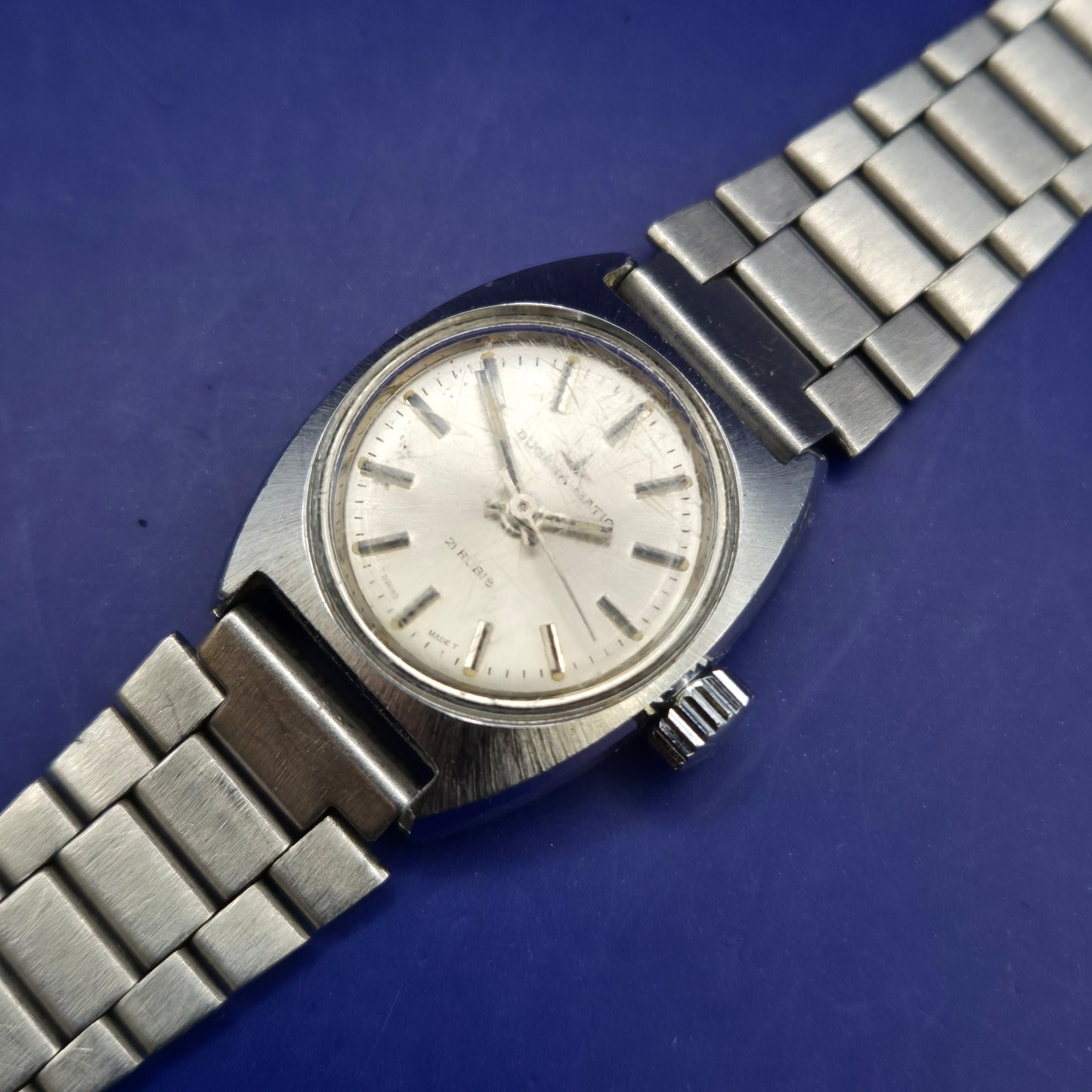Klassische Dugena-Matic Damen Uhr – Vintage Eleganz aus Edelstahl