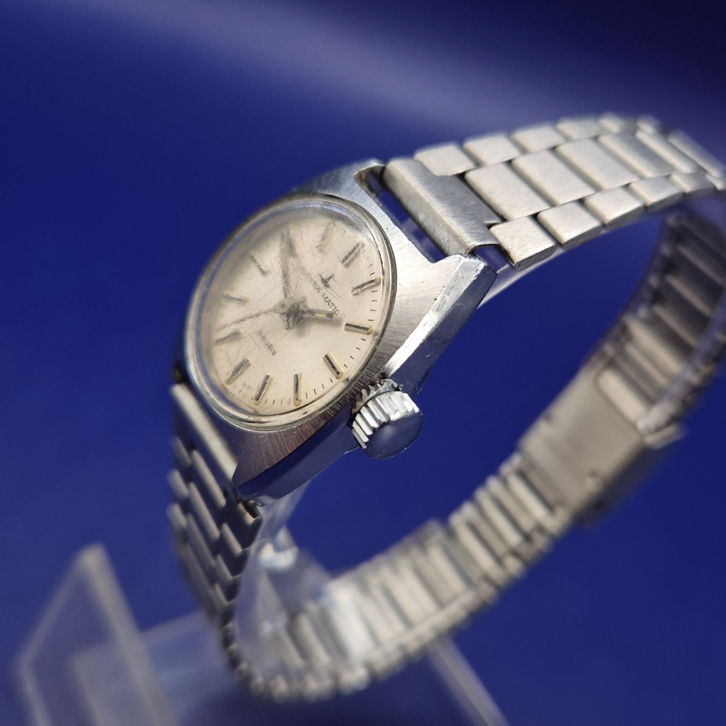 Klassische Dugena-Matic Damen Uhr – Vintage Eleganz aus Edelstahl