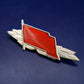 Elegante Vintage Brosche mit roter Emaille – Blatt Design im Silber Look