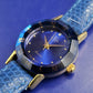 Stilvolle Damen Uhr mit blauem Zifferblatt – Exklusives Facettendesign