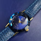 Stilvolle Damen Uhr mit blauem Zifferblatt – Exklusives Facettendesign