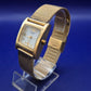 Elegante Madison New York Damen Uhr – Goldene Mesh-Optik & Rechteckiges Design