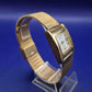 Elegante Madison New York Damen Uhr – Goldene Mesh-Optik & Rechteckiges Design