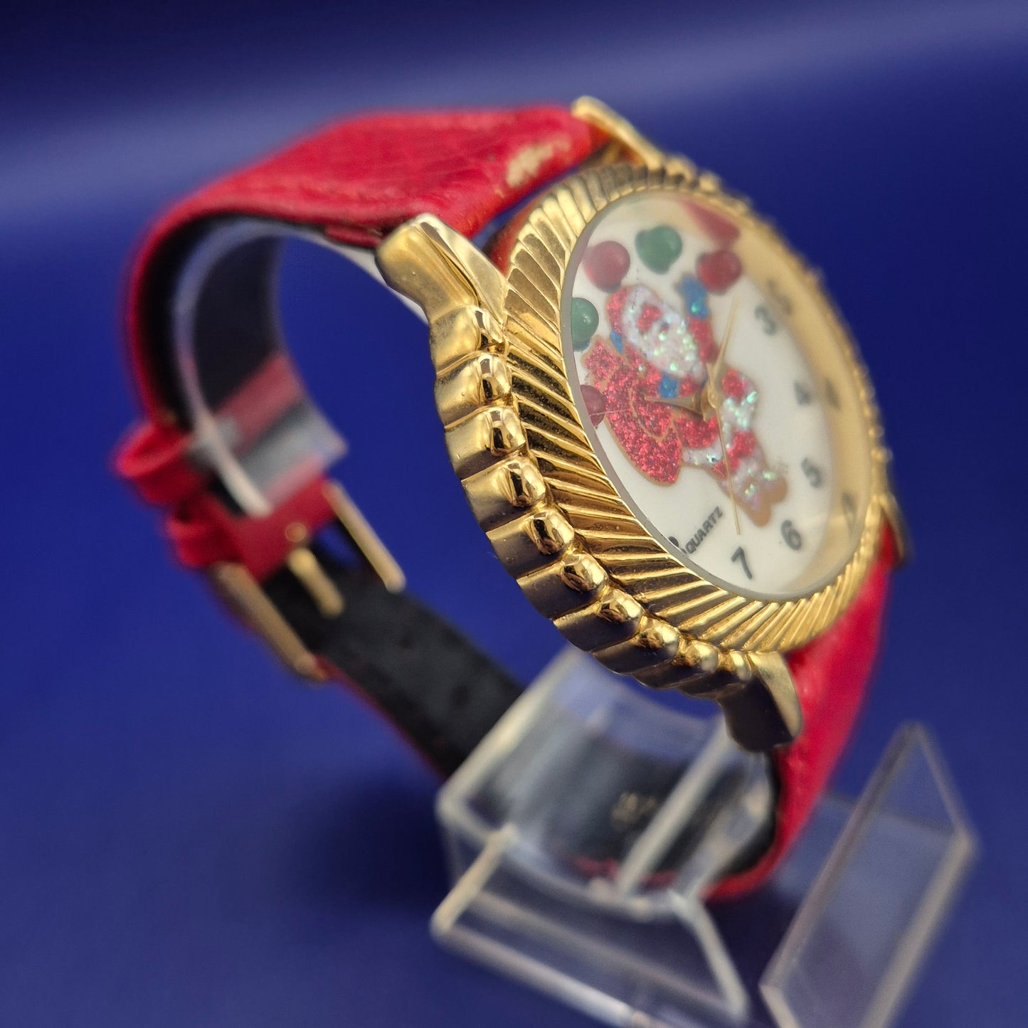 Verspielte Santa Claus Damen Uhr – Festliches Design mit Glitzer-Zifferblatt