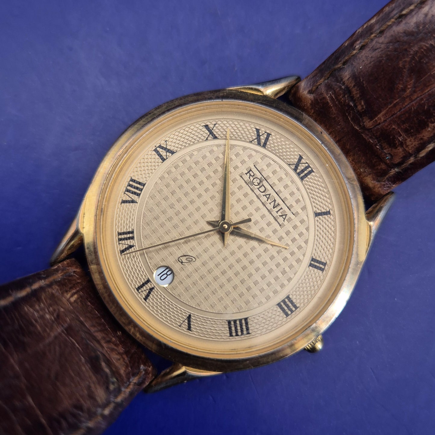 Klassische Rodania Herren Uhr – Elegantes Gold-Design mit Lederarmband