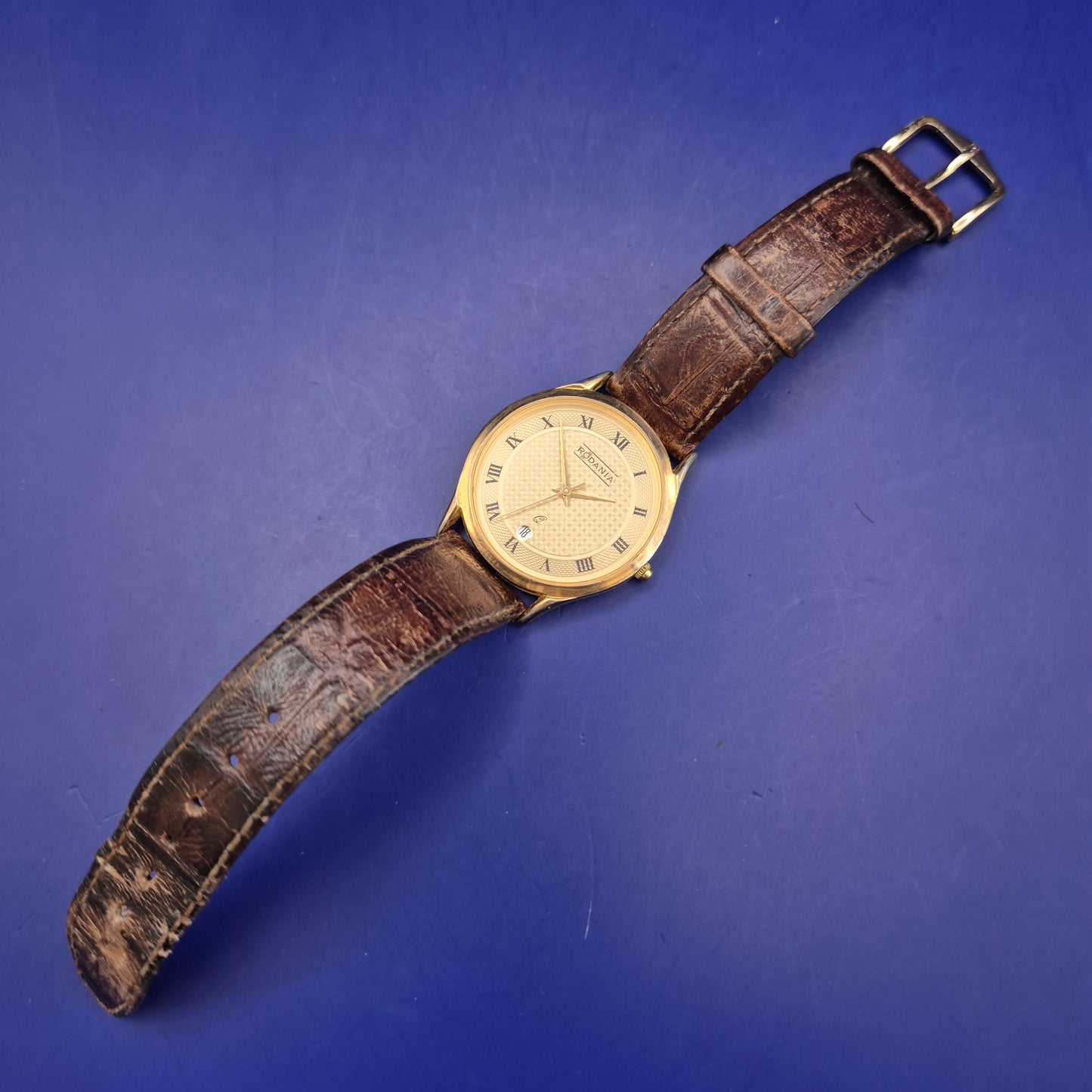 Klassische Rodania Herren Uhr – Elegantes Gold-Design mit Lederarmband