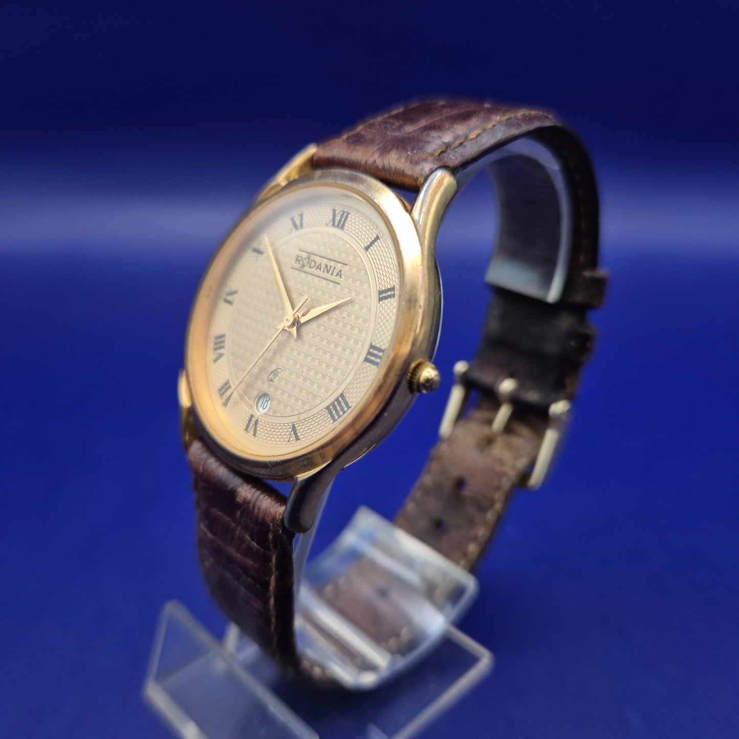 Klassische Rodania Herren Uhr – Elegantes Gold-Design mit Lederarmband