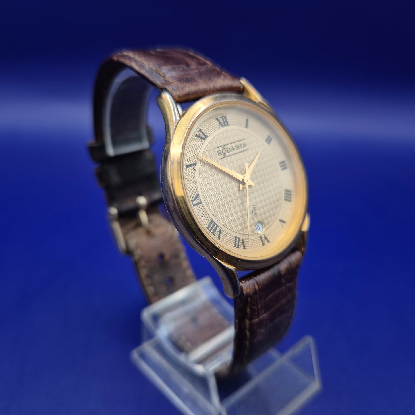 Klassische Rodania Herren Uhr – Elegantes Gold-Design mit Lederarmband