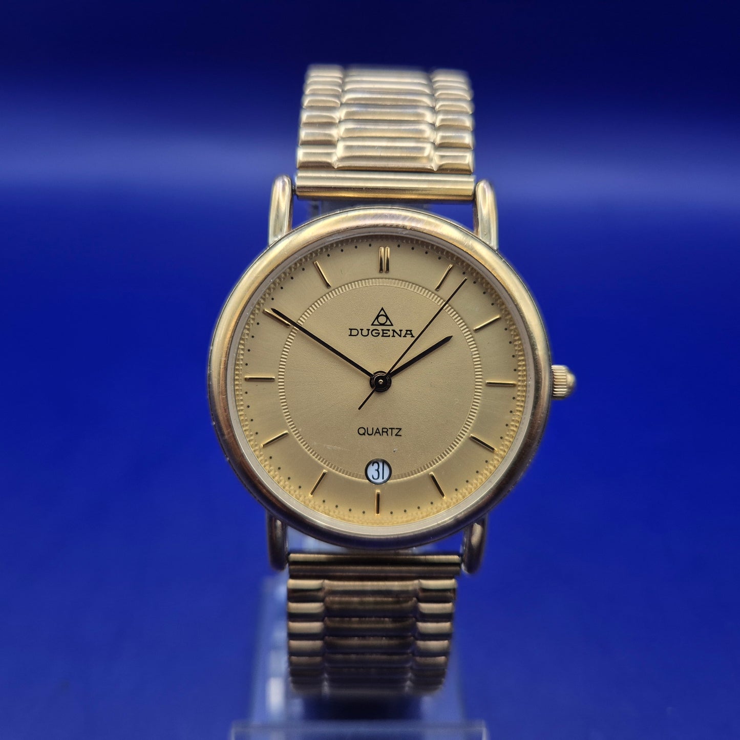 Klassische Dugena Herren Uhr – Goldfarbenes Design mit Datumsanzeige