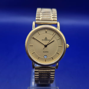 Klassische Dugena Herren Uhr – Goldfarbenes Design mit Datumsanzeige