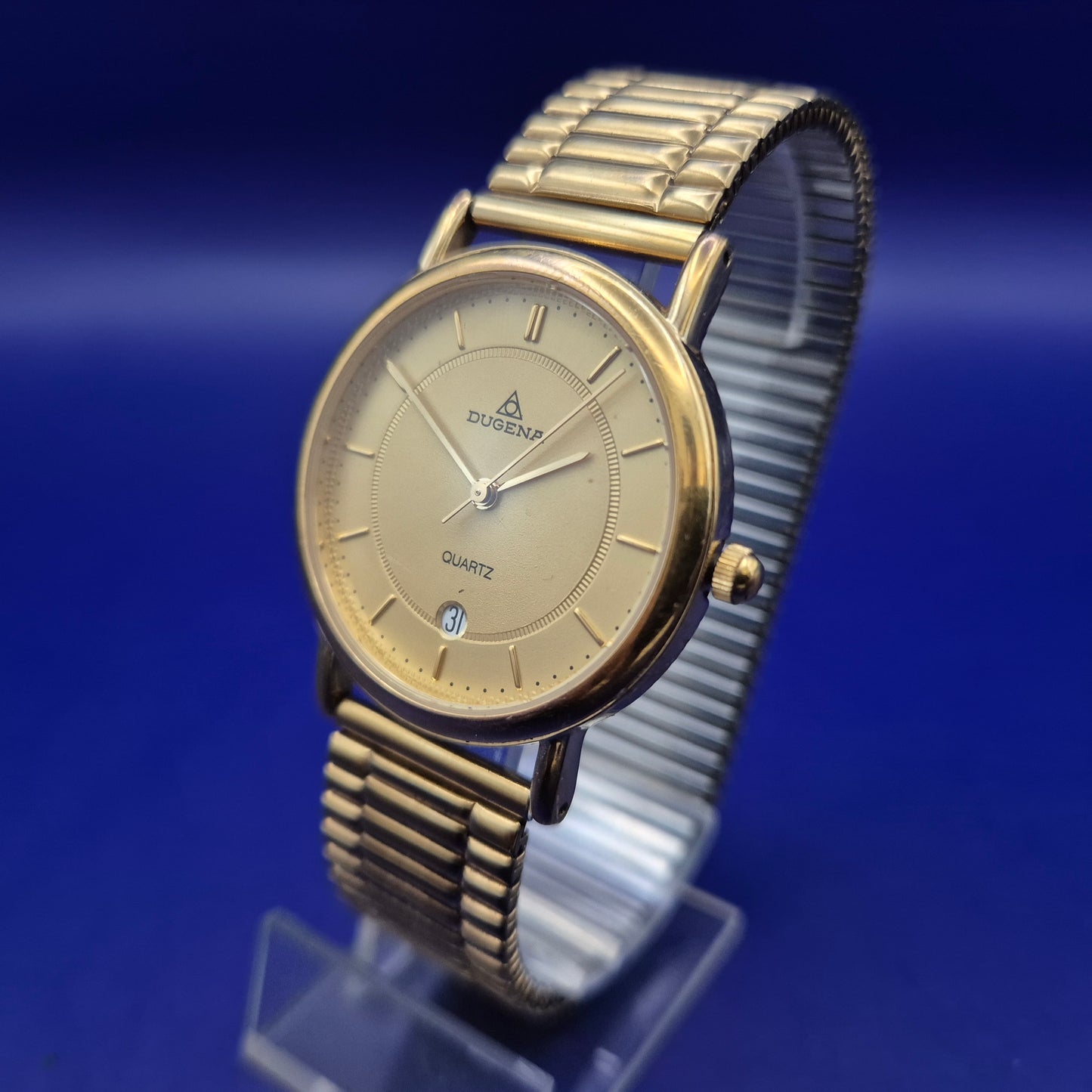 Klassische Dugena Herren Uhr – Goldfarbenes Design mit Datumsanzeige
