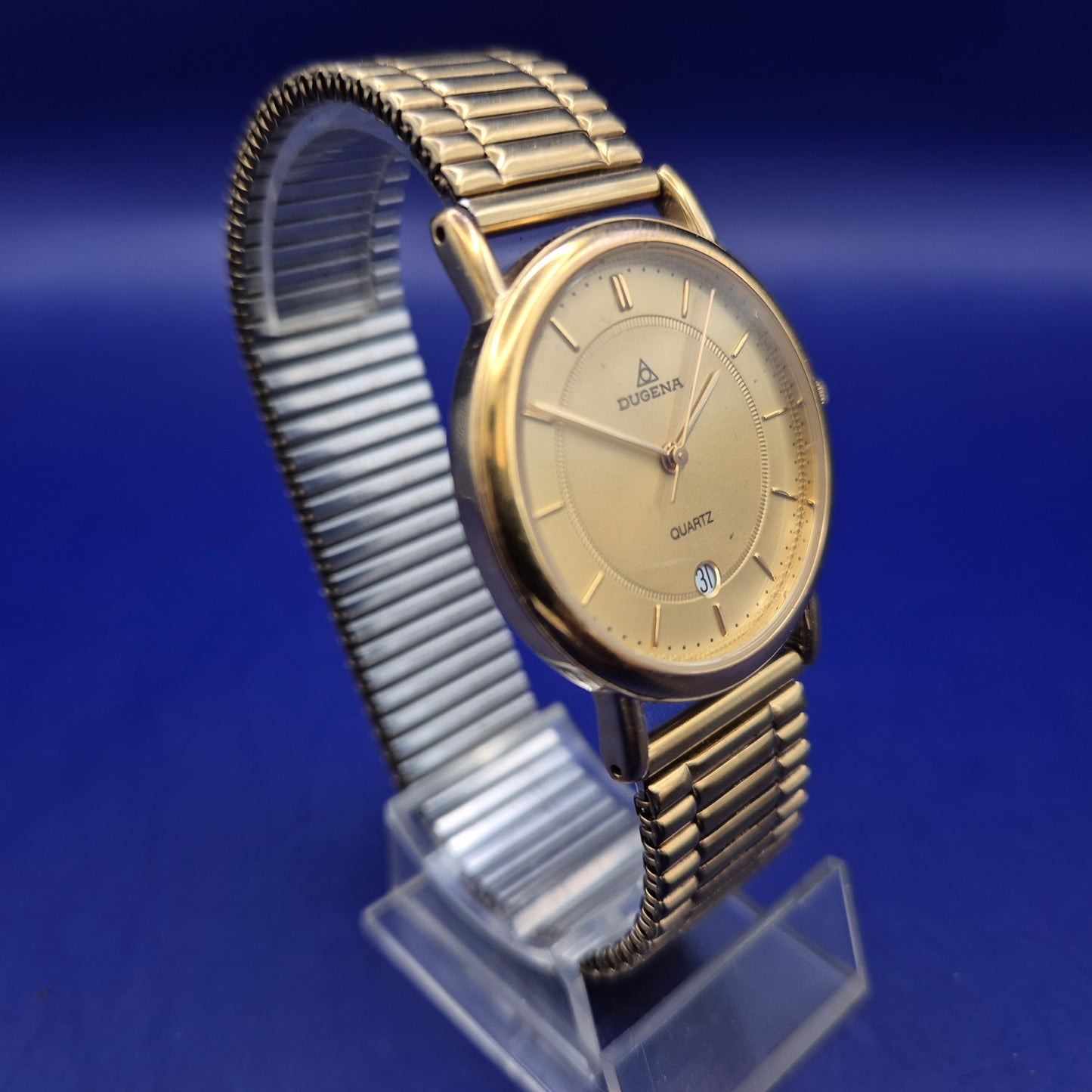 Klassische Dugena Herren Uhr – Goldfarbenes Design mit Datumsanzeige