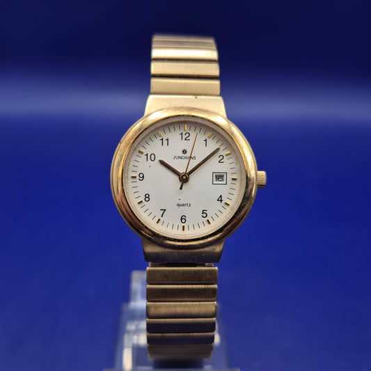 Klassische Junghans Damen Uhr – Goldfarbenes Design mit Stretcharmband