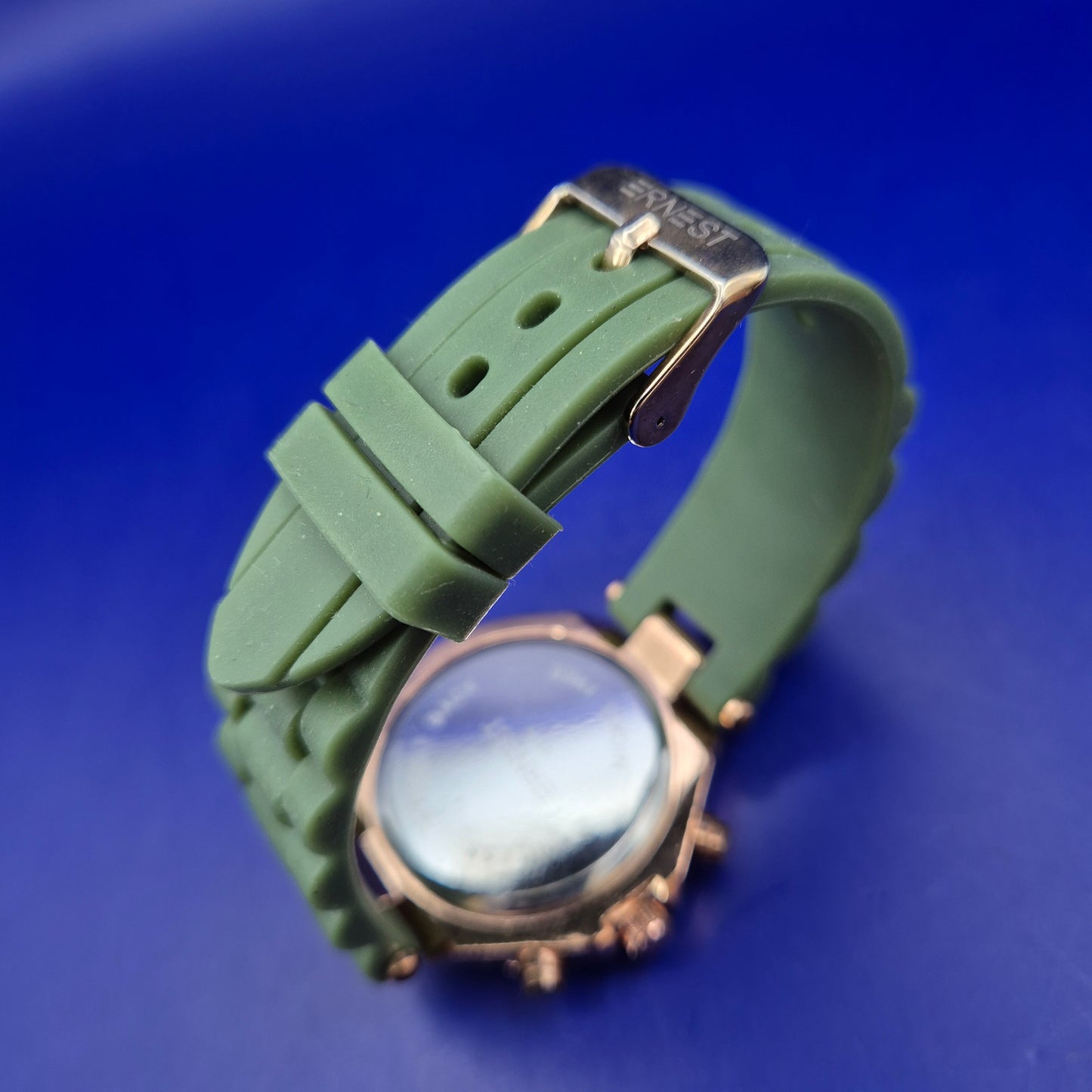 Moderne Ernest Damen Uhr – Sportliches Design in Grün & Roségold