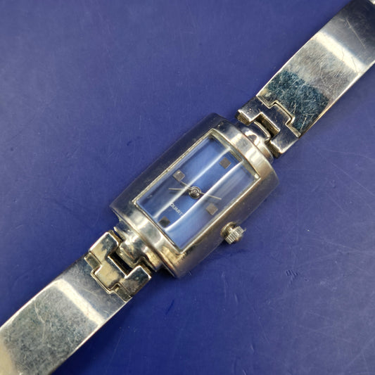 Elegante Yves Poinet Damen Uhr – Klassisch in Silber mit blauem Zifferblatt