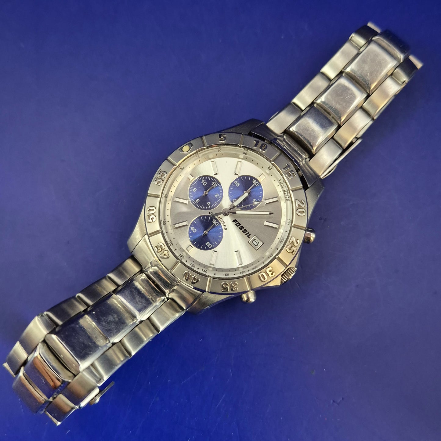 Robuste Fossil Blue Chronograph Herren Uhr – Sportliches Edelstahl Design