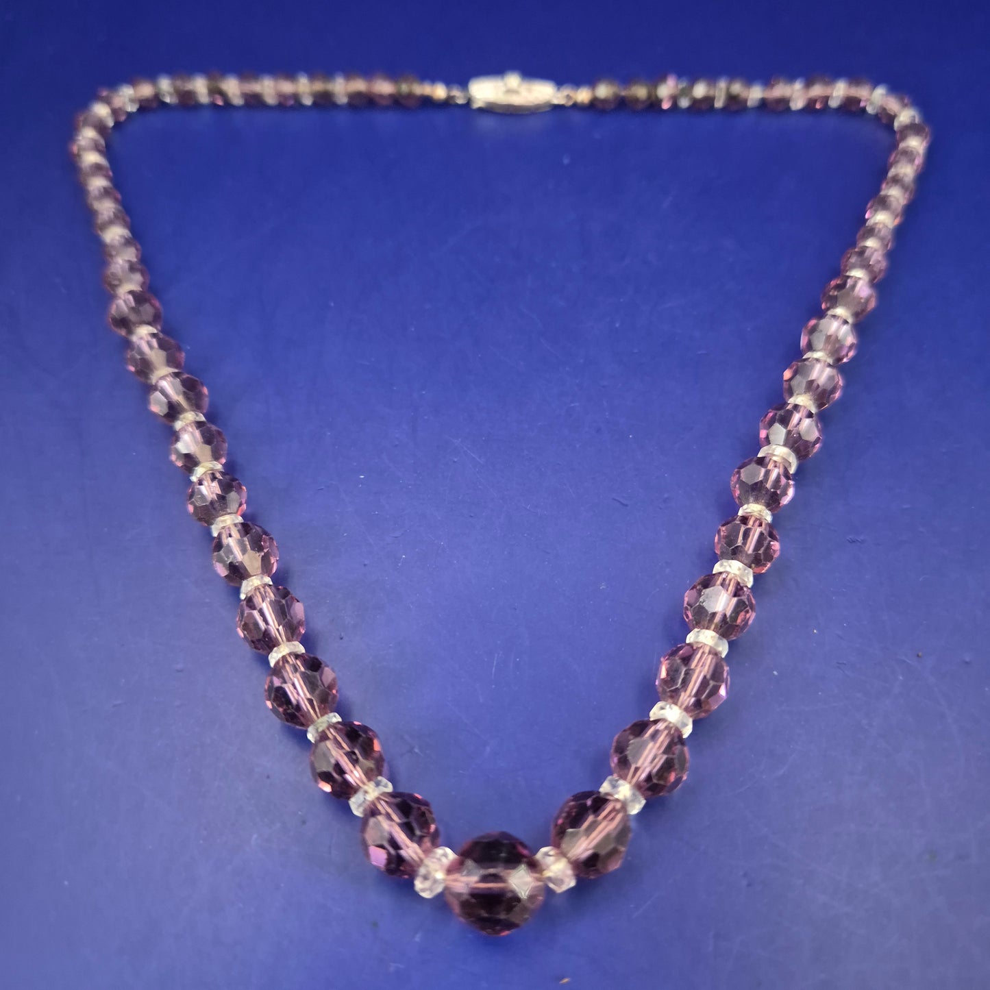 Vintage Amethyst-Glas Kette mit 925 Silber Verschluss – Eleganter Schmuck