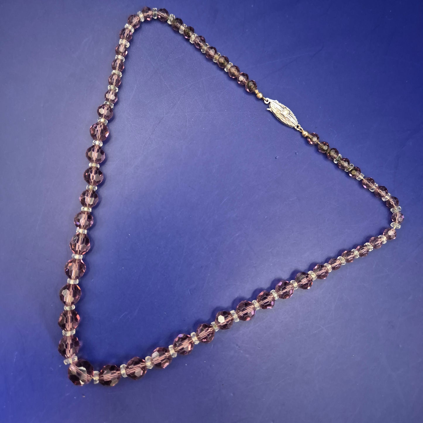 Vintage Amethyst-Glas Kette mit 925 Silber Verschluss – Eleganter Schmuck