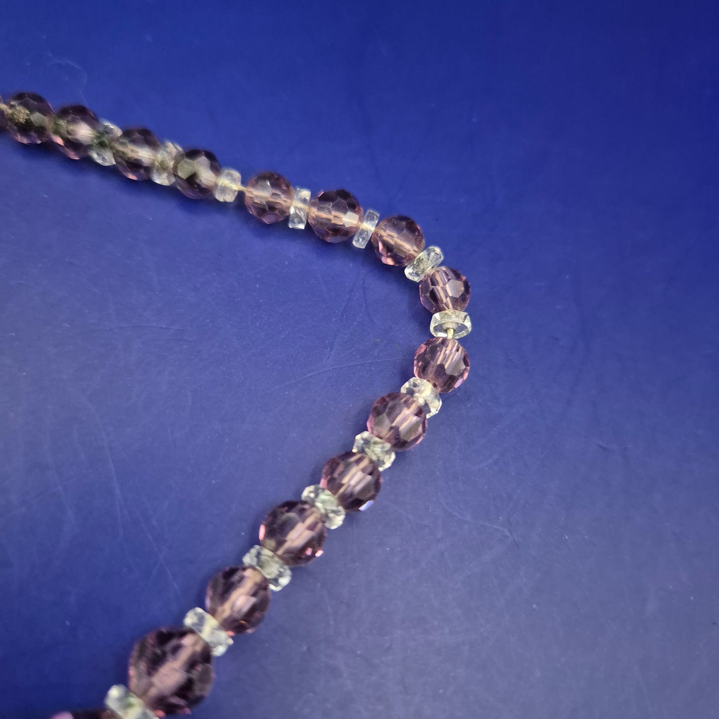 Vintage Amethyst-Glas Kette mit 925 Silber Verschluss – Eleganter Schmuck