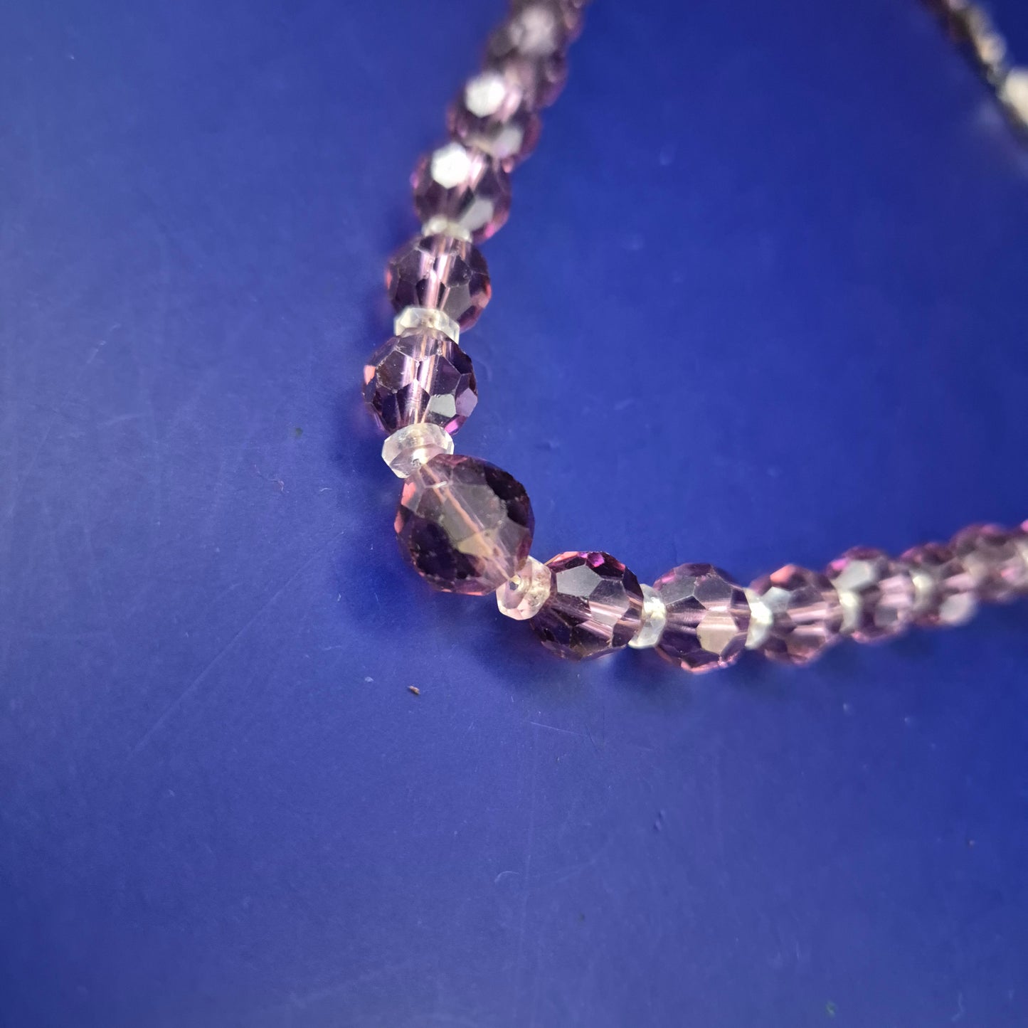 Vintage Amethyst-Glas Kette mit 925 Silber Verschluss – Eleganter Schmuck