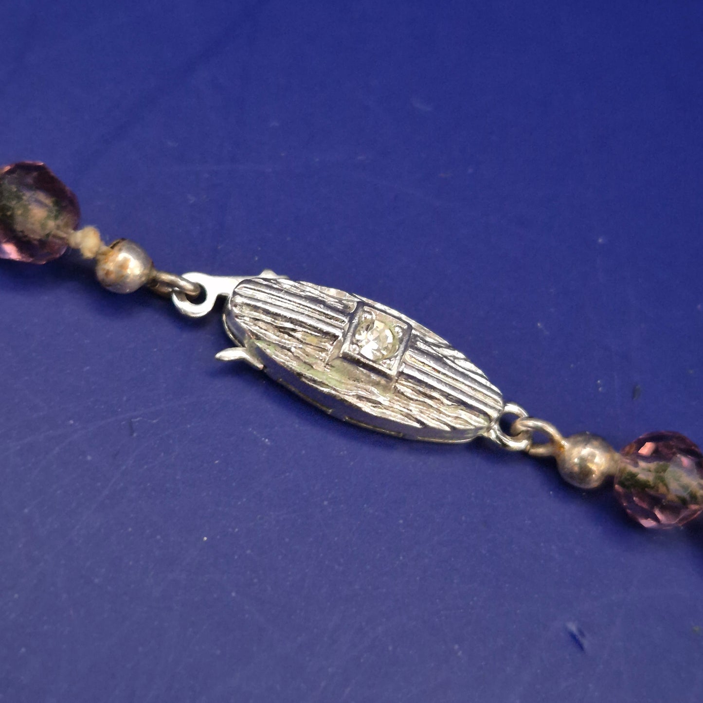 Vintage Amethyst-Glas Kette mit 925 Silber Verschluss – Eleganter Schmuck