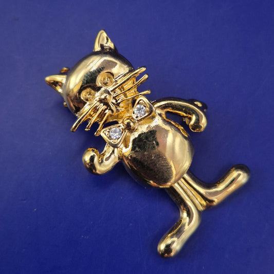 Verspielte Katzen Brosche in Gold-Optik – Charmantes Accessoire