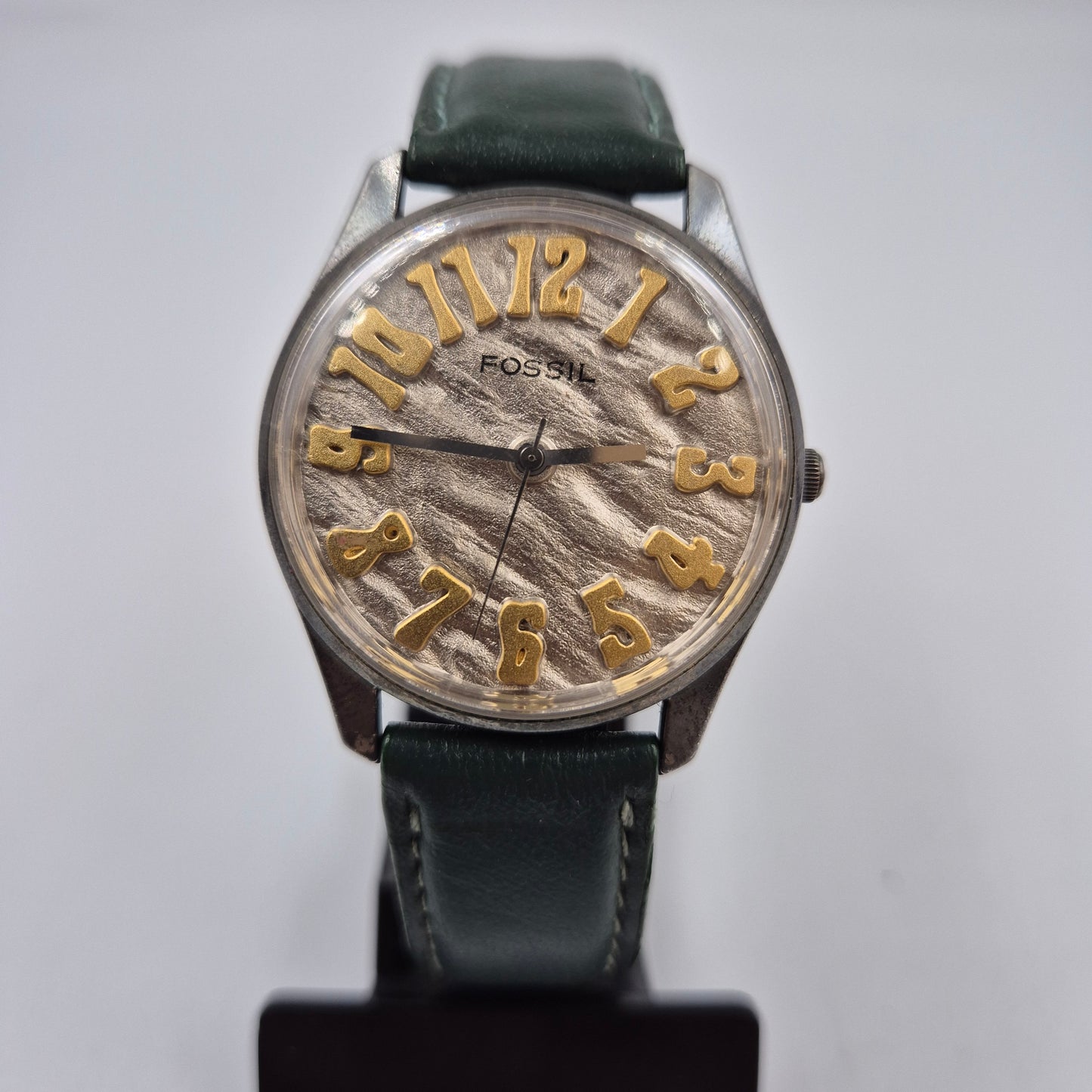 Einzigartige Fossil Damen Uhr – Vintage Design mit grünem Lederarmband