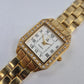 Elegante Damen Uhr Gold-Optik – Quadratisch mit Strasssteinen